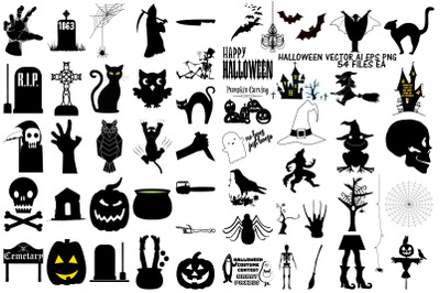 Halloween Vector Silhouettes AI EPS PNG