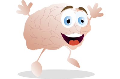 Emotion of happiness brain, vector cartoon mascot