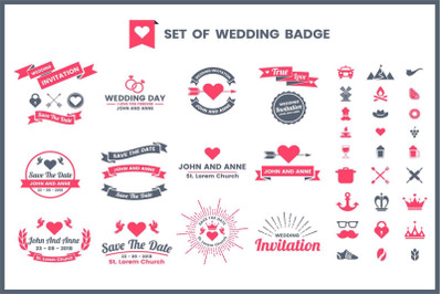 Wedding Badge &amp; Objects Vector Set