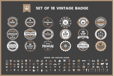 Vintage Badge &amp; Objects Vector Set