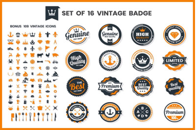 Vintage Badge &amp; Objects Vector Set