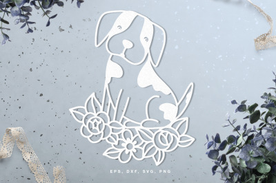 Cute dog in florals&nbsp;cut file