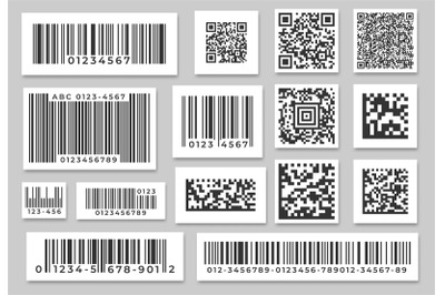 Barcode labels. Code stripes sticker, digital bar label and retail pri