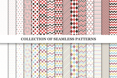 Set of color seamless patterns.
