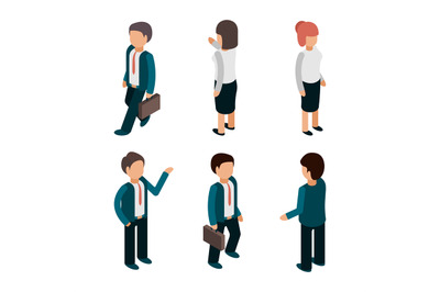 Business people isometric. Office managers workers male and female dir