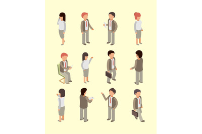 Business people isometric. Office workers managers directors and leade