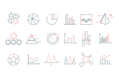 Graphs statistics icon. Financial business charts office stats vector