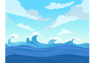 Ocean surface wave seamless. Underwater cartoon liquid pattern river a