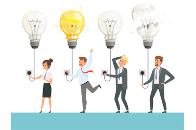 Idea bulb concept. Business startup picture smart professional team li