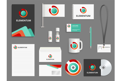 Business identity. Branding realistic vector mockup folder envelope co