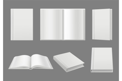 Books cover template. Clean white 3d pages isolated brochure or magazi