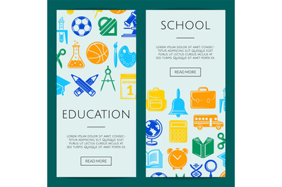 Vector back to school stationery web banner templates illustration