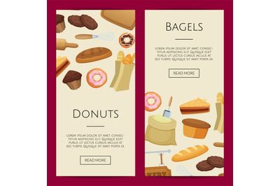 Vector cartoon bakery web banner templates illustration