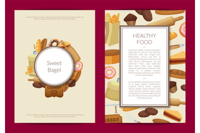 Vector cartoon bakery card or flyer template illustration