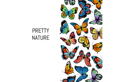 Vector decorative butterflies background illustration pretty nature