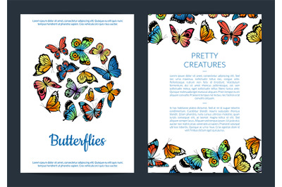 Vector decorative butterflies card or flyer template illustration