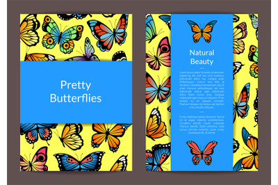 Vector decorative butterflies card or flyer template illustration