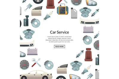 Vector car parts background illustration with text