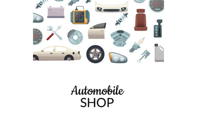 Vector car parts background illustration with text