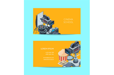 Vector cinematograph business card of set template illustration