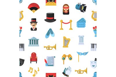 Vector flat theatre icons pattern or background illustration