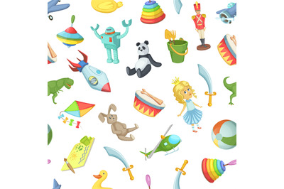 Vector cartoon children toys pattern or background illustration