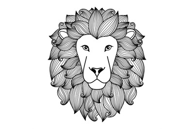 Black and white lion head