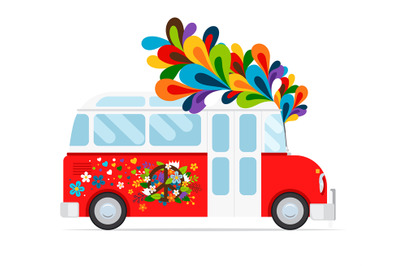 Hippie bus icon