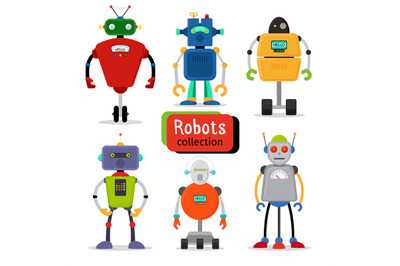 Cute cartoon robots set