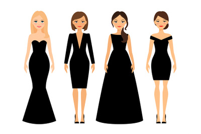 Beautiful women in black dresses