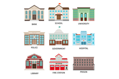 Government building colored icons