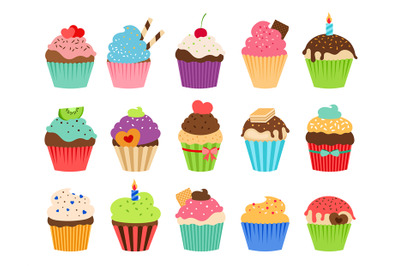 Cupcakes flat icons