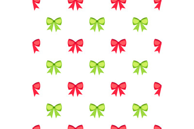 Red and green bows seamless pattern