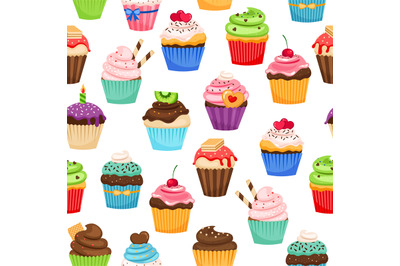 Chocolate cupcakes seamless pattern