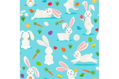 Cute white rabbit seamless pattern