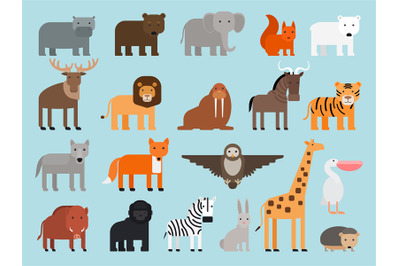 Zoo animals flat icons