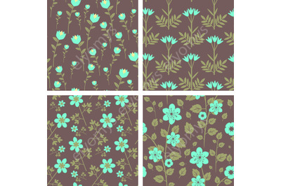 4 seamless floral patterns