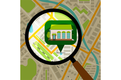 Supermarket location at city map