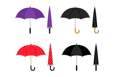 Umbrellas colorful icons set