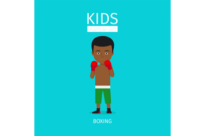 Kids martial art. Boxing boy icon