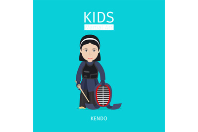 Kids martial art. Kendo girl