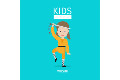 Kids martial arts. Wushu girl