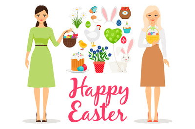 Easter flat vector elements