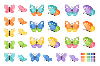 Watercolor butterflies icons