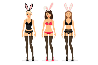 Women in lingerine with bunny ears