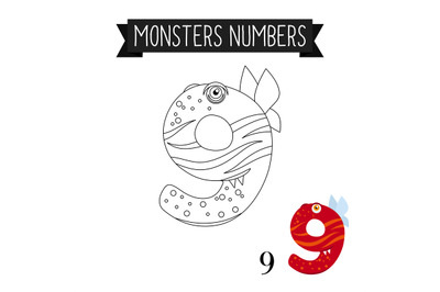 Coloring page monsters number 9