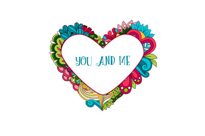 Floral heart frame with text