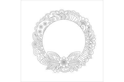 Floral wreath coloring page design