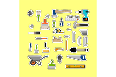 Construction or working tools stickers