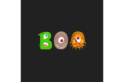 Monsters letter and word Boo design